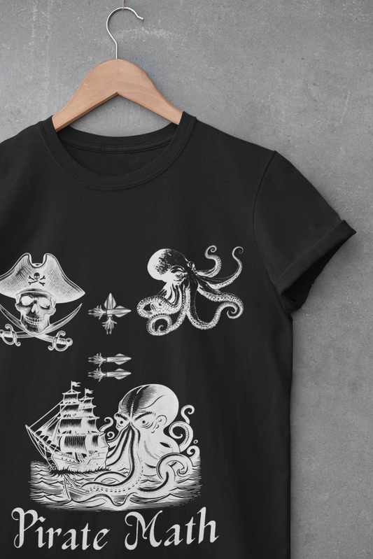 Pirate Math Tee, Fun Pirate T-Shirt for Kids, Nautical Adventure Apparel, Gift for Young Pirates, Beach Day Outfit