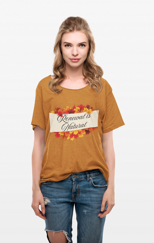 Fall Themed Unisex Heavy Cotton Tee | Renewal is Natural | Autumn Apparel, Casual Wear, Nature Lovers Gift, Thanksgiving Shirt, Seasonal