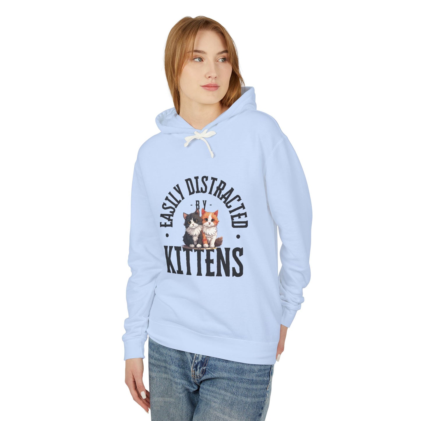 Easily Distracted Kittens Hoodie, Funny Animal Sweatshirt, Cat Lover Gift, Lightweight Pullover, Cute Pet Apparel