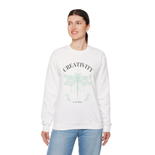 Creativity Dragonfly Sweatshirt, Cozy Crewneck for Artists, Inspirational Gift, Spring Fashion, Unique Statement Piece