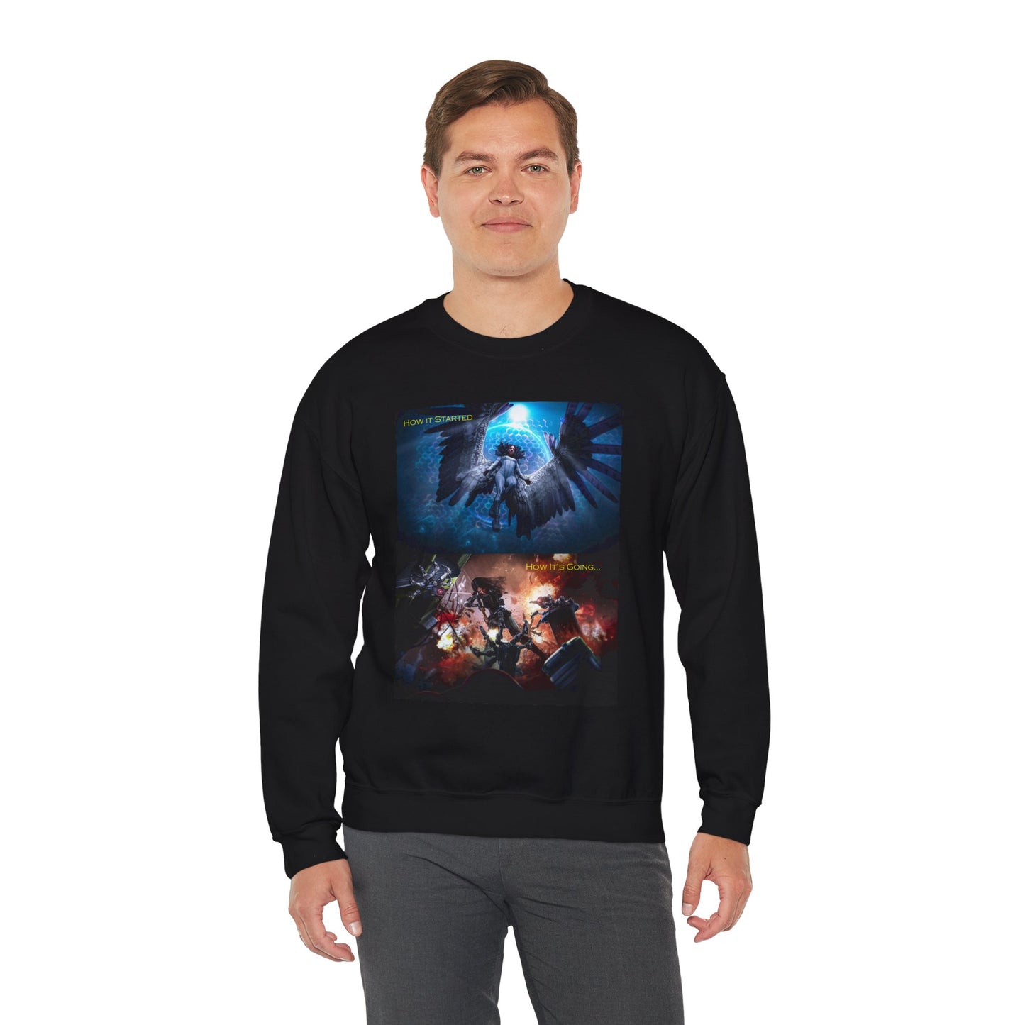 Artistic Graphic Crewneck Sweatshirt | Stylish Unisex Pullover for Casual Wear, Gift for Friends, Cozy Apparel, Unique Fashion