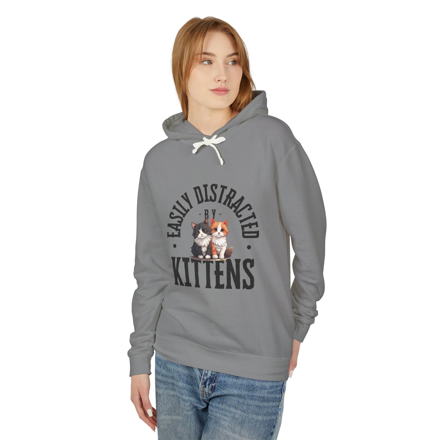 Easily Distracted Kittens Hoodie, Funny Animal Sweatshirt, Cat Lover Gift, Lightweight Pullover, Cute Pet Apparel