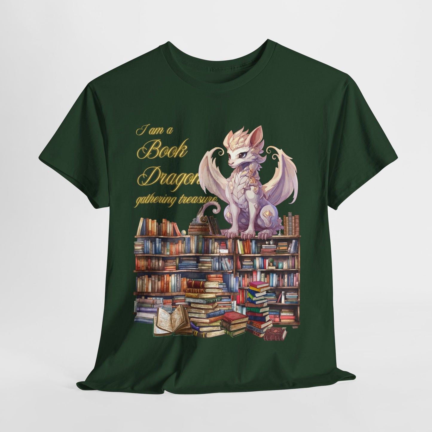 Book Dragon Unisex Heavy Cotton Tee - Perfect for Literature Lovers