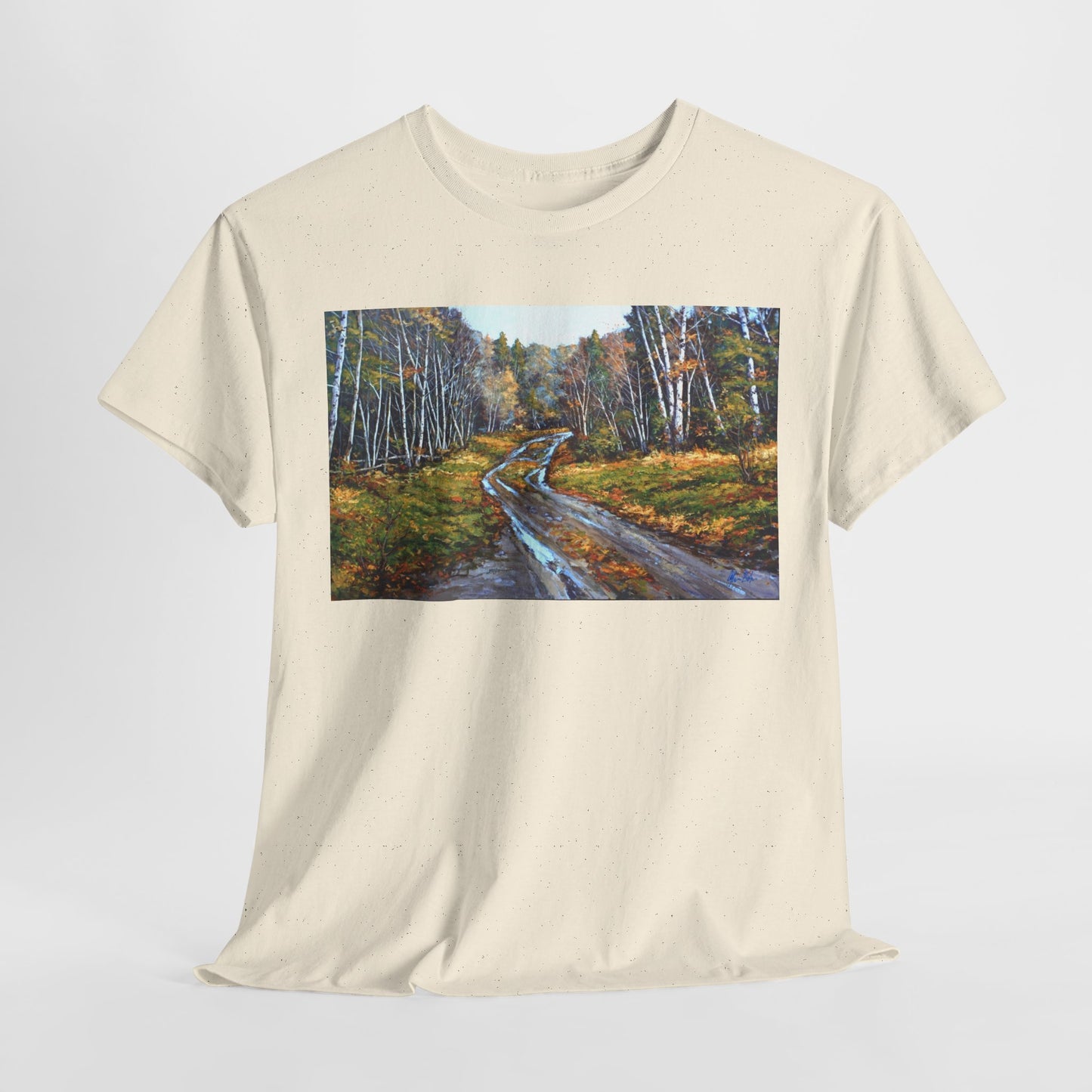 Autumn Landscape Unisex Heavy Cotton Tee - Nature Inspired Tee for Outdoor Lovers