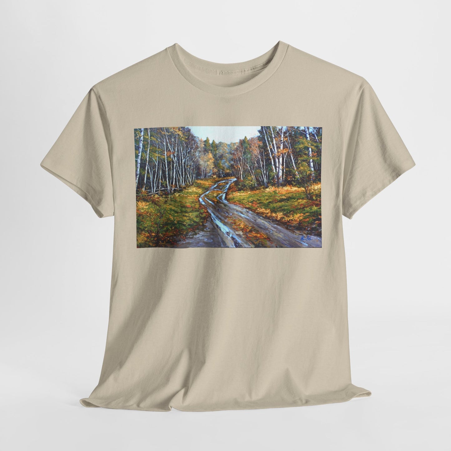 Autumn Landscape Unisex Heavy Cotton Tee - Nature Inspired Tee for Outdoor Lovers