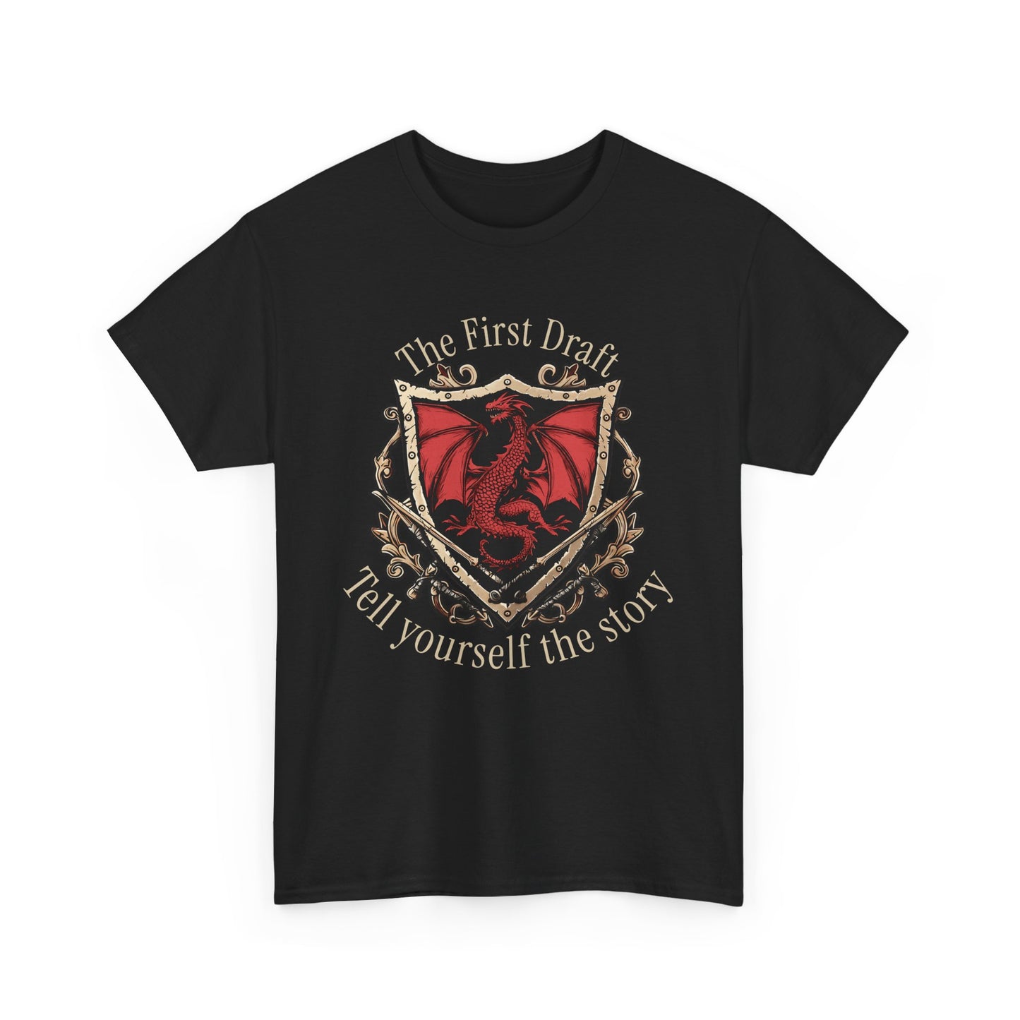 The First Draft Dragon Unisex Heavy Cotton Tee - Creative Storyteller Shirt