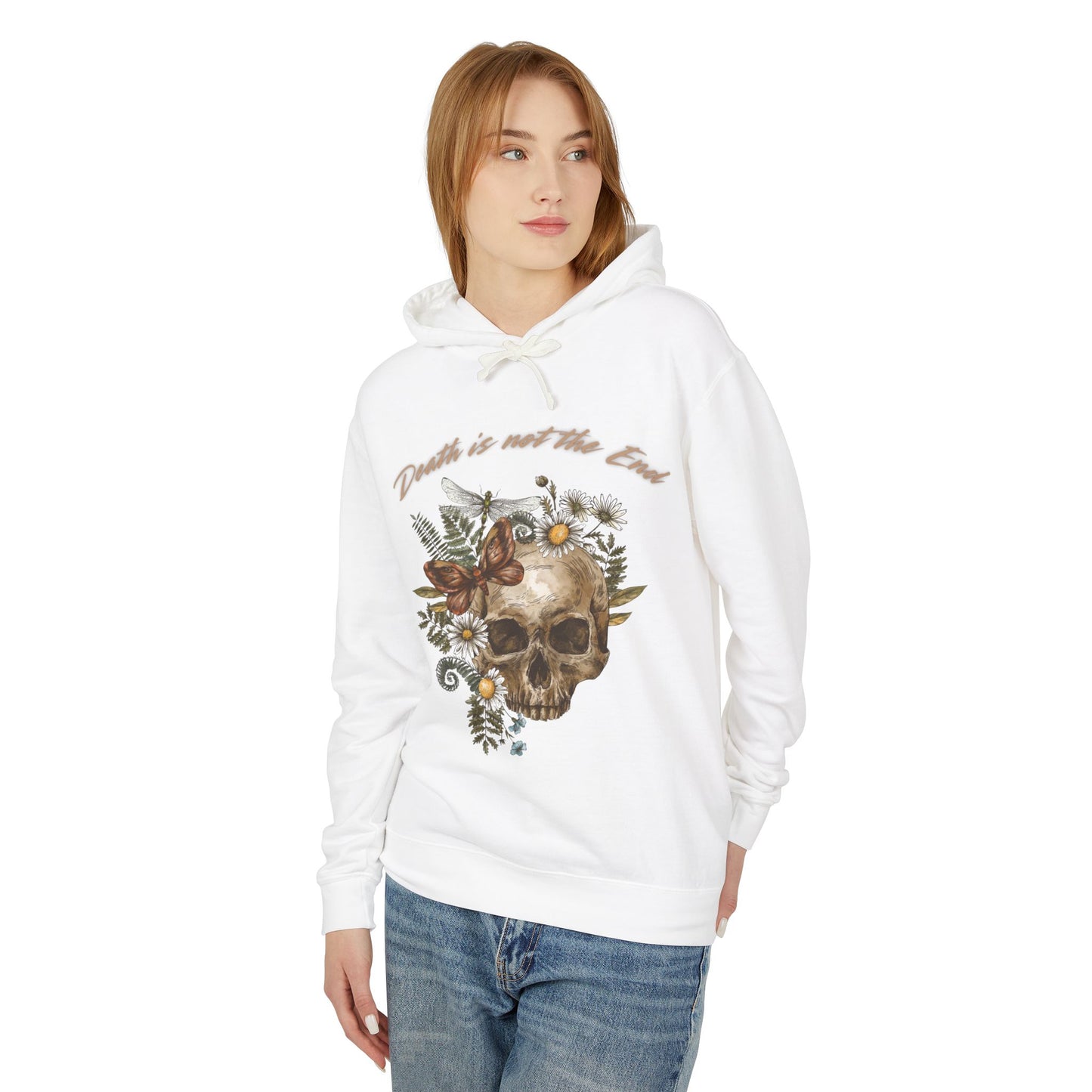 Skull Floral Hoodie, Soft Lightweight Sweatshirt for Fall, Perfect for Casual Wear, Gift for Gothic Style Lovers, Death is not the End