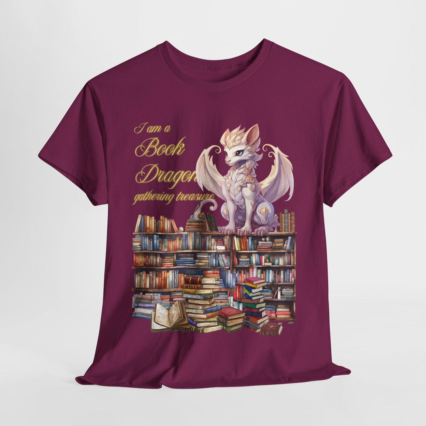 Book Dragon Unisex Heavy Cotton Tee - Perfect for Literature Lovers