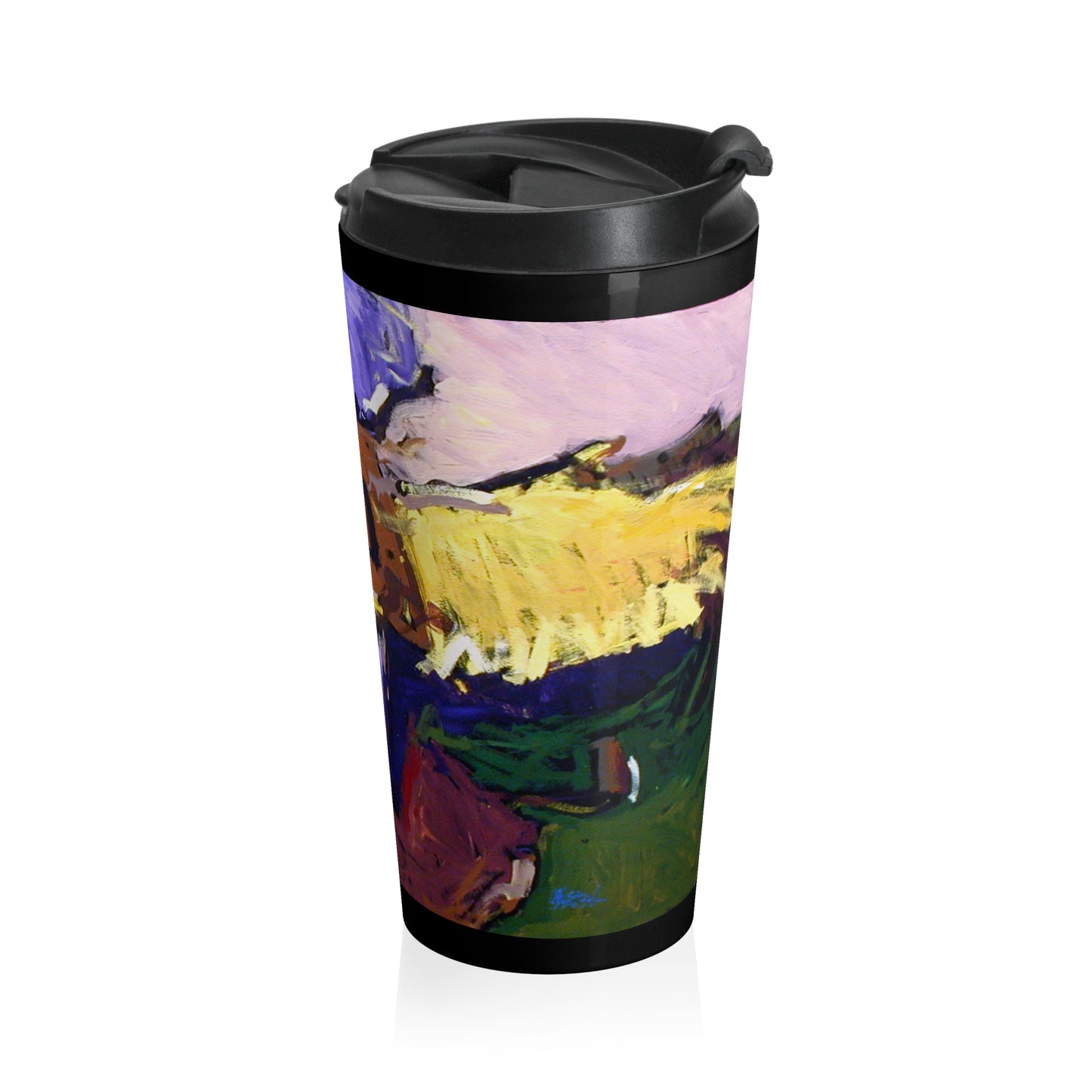 Travel Mug — Colorful Abstract Musician Artwork Stainless Steel Tumbler