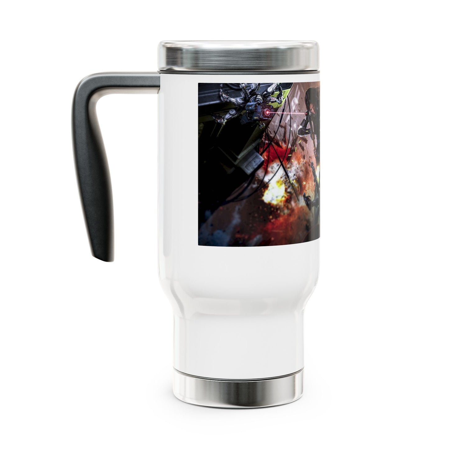 Broken Trust - Stainless Steel Travel Mug with Handle, 14oz