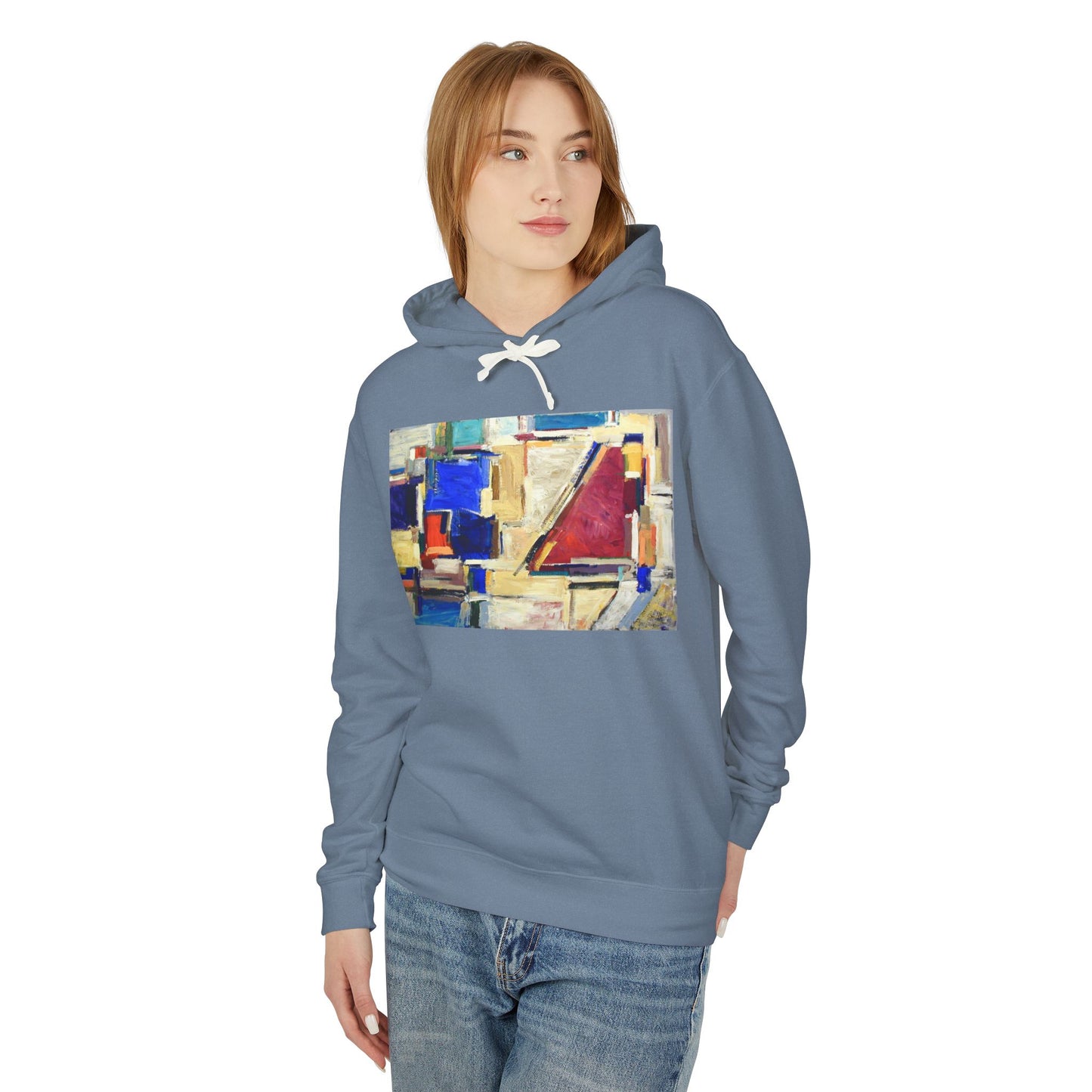 Artistic Unisex Lightweight Hooded Sweatshirt, Unique Gift, Cozy Layer, Summer Style, Casual Wear, Abstract Print