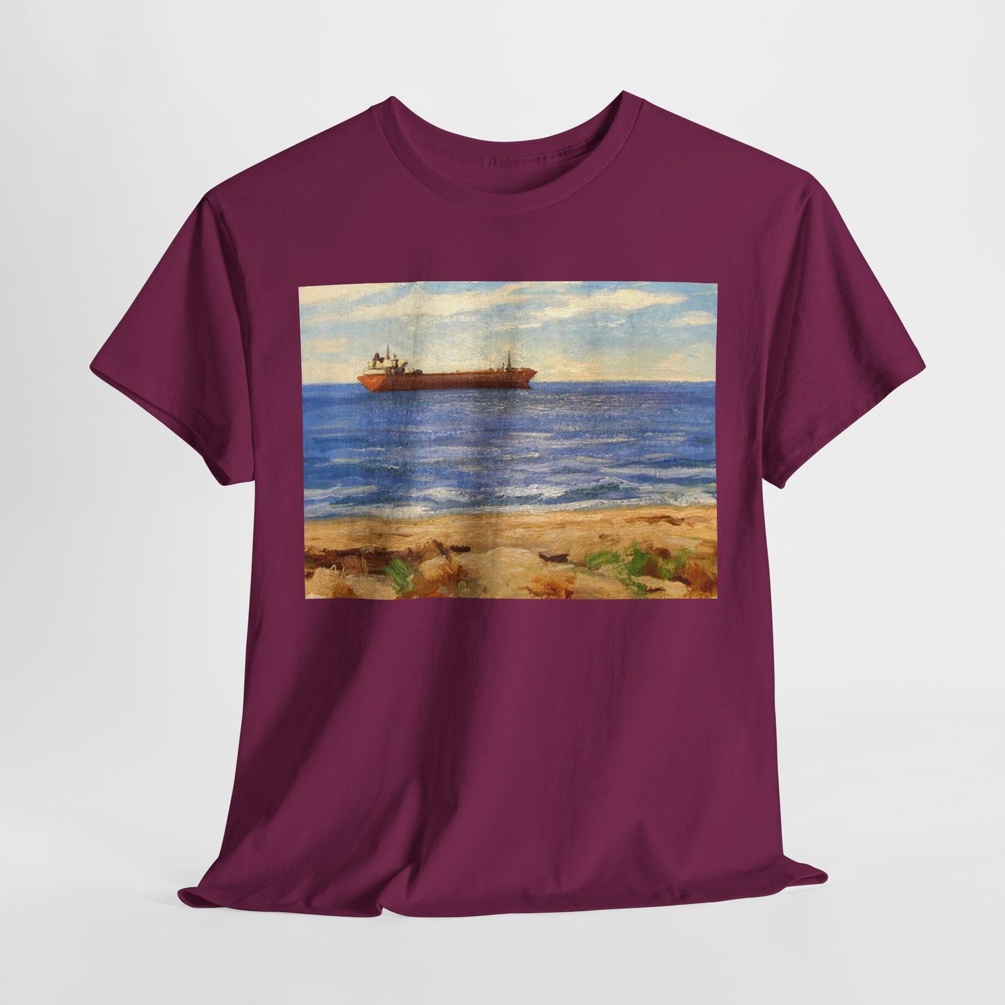Coastal Scene Unisex Heavy Cotton Tee - Perfect for Beach Lovers