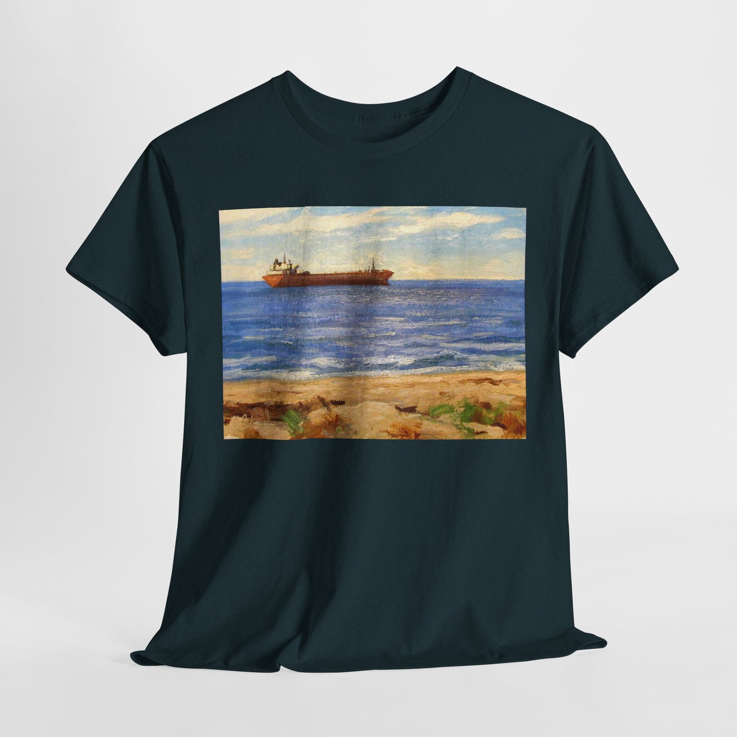Coastal Scene Unisex Heavy Cotton Tee - Perfect for Beach Lovers