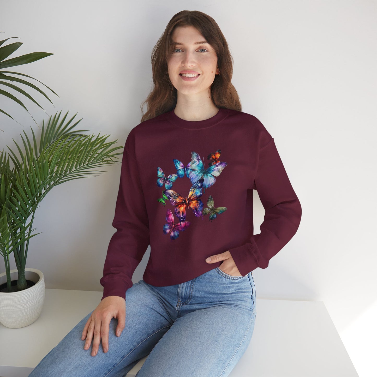 Butterfly Dreams Unisex Sweatshirt - Cozy Graphic Crewneck, Perfect for Nature Lovers, Gift for Friends, Spring Style, Casual Wear