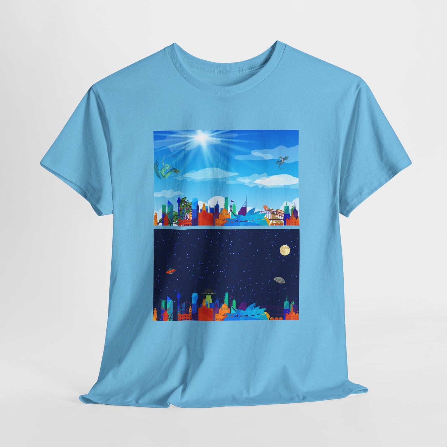 Scenic Dual Fantasy and SciFi Landscape Unisex Heavy Cotton Tee