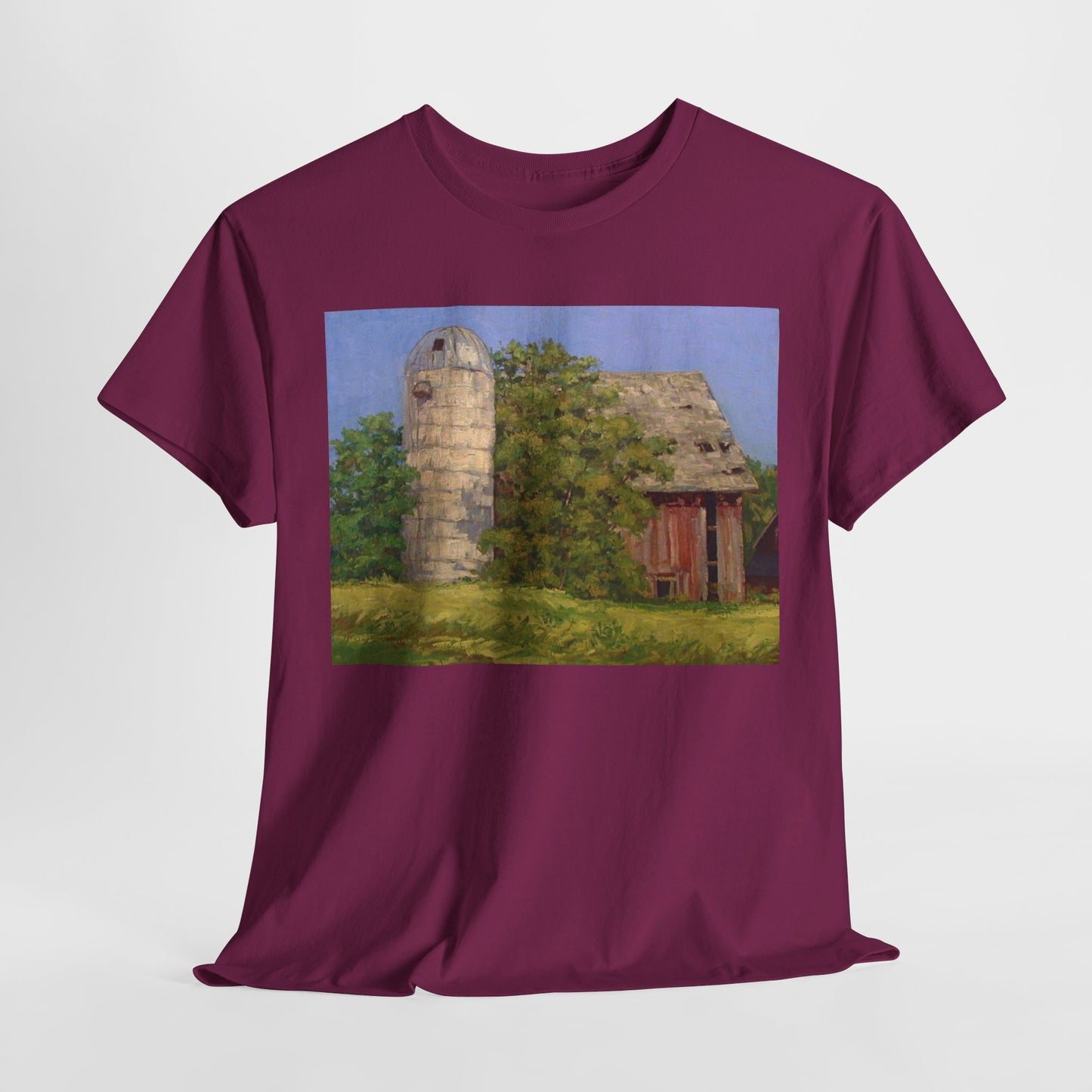 Unisex Heavy Cotton Tee - Vintage Barn Art Tee for Country Living Enthusiasts