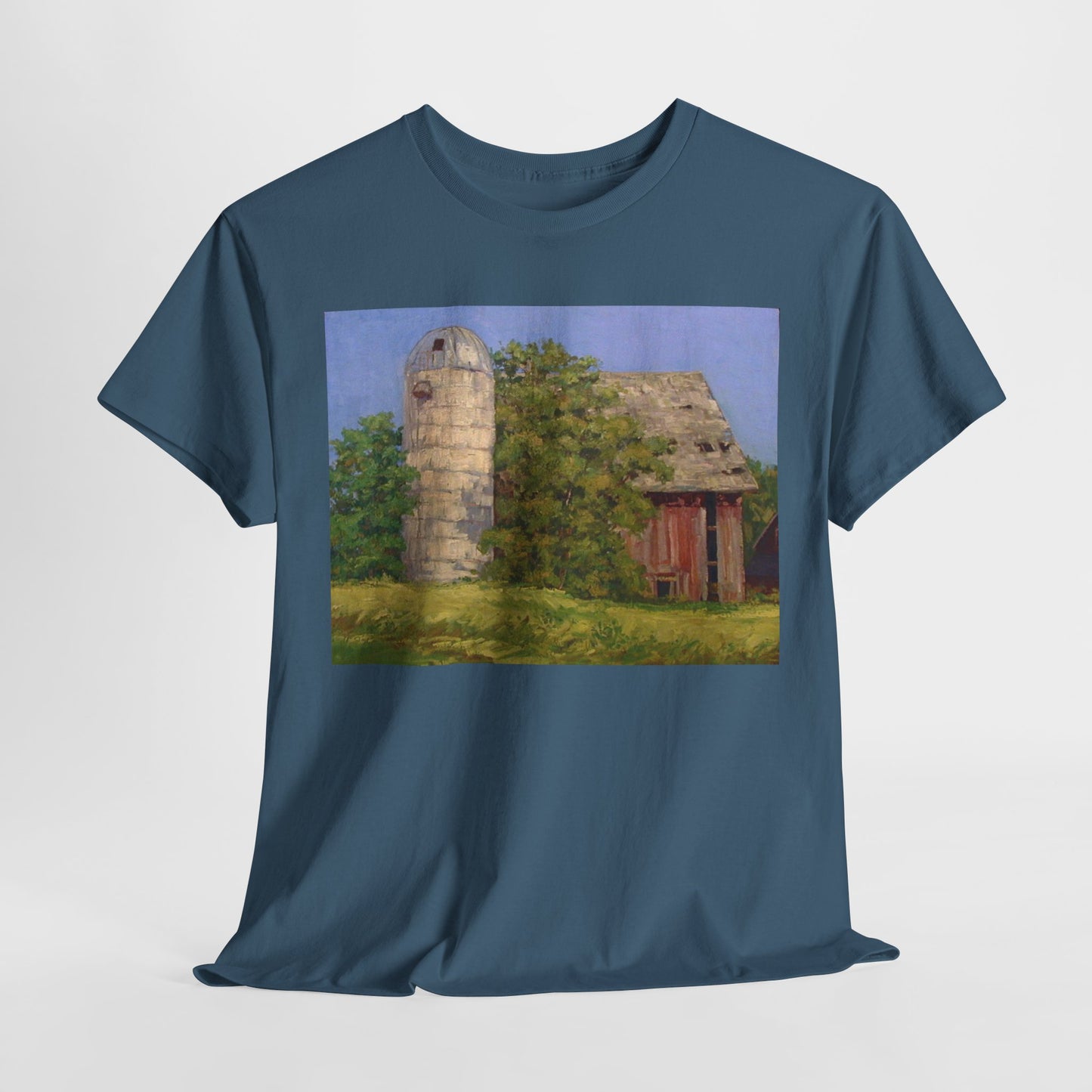 Unisex Heavy Cotton Tee - Vintage Barn Art Tee for Country Living Enthusiasts