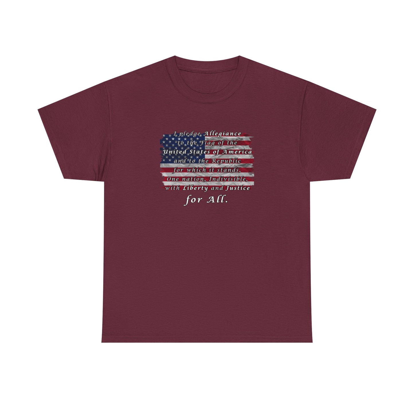 American Flag Pledge Tee - Unisex Heavy Cotton T-Shirt for Patriotic Celebrations