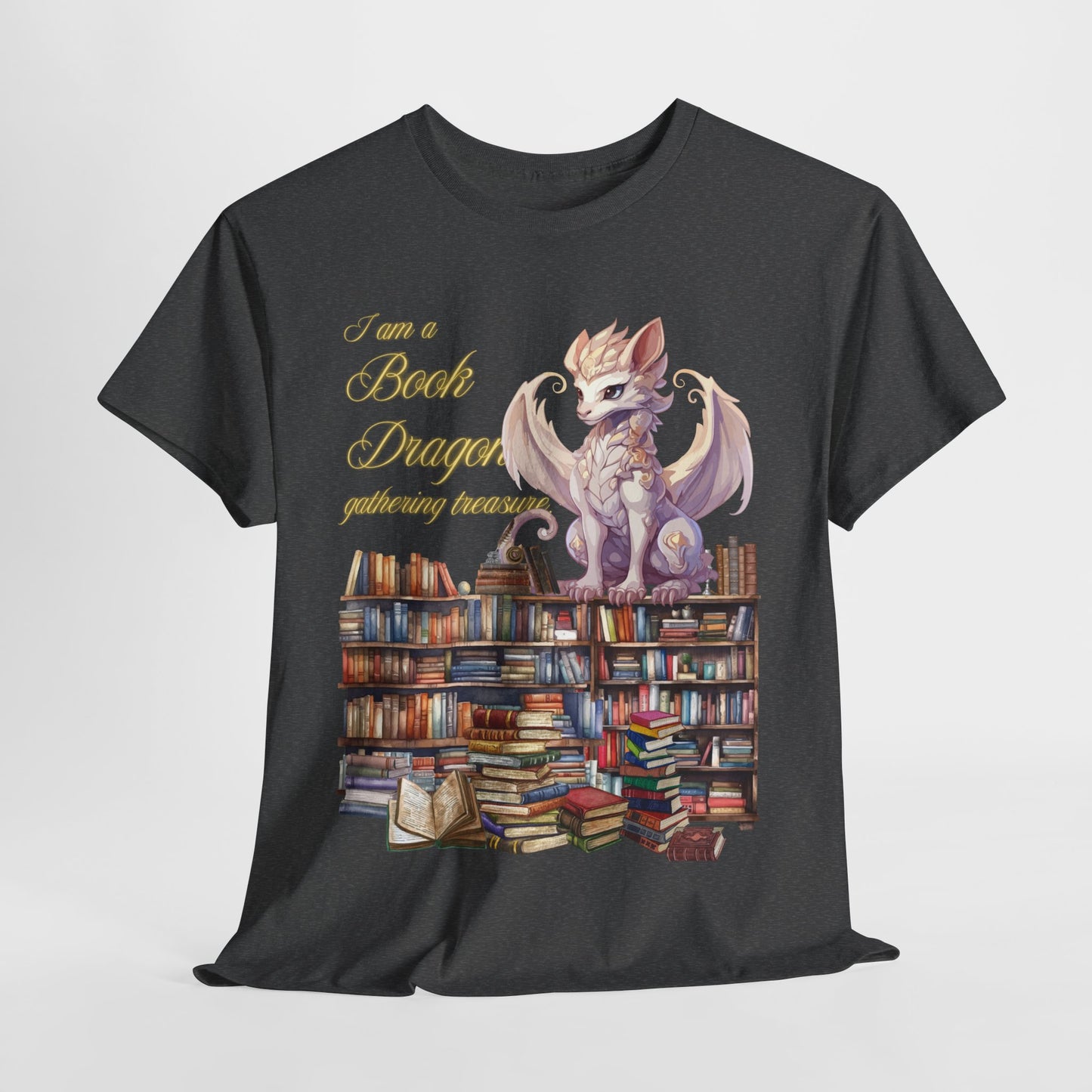 Book Dragon Unisex Heavy Cotton Tee - Perfect for Literature Lovers