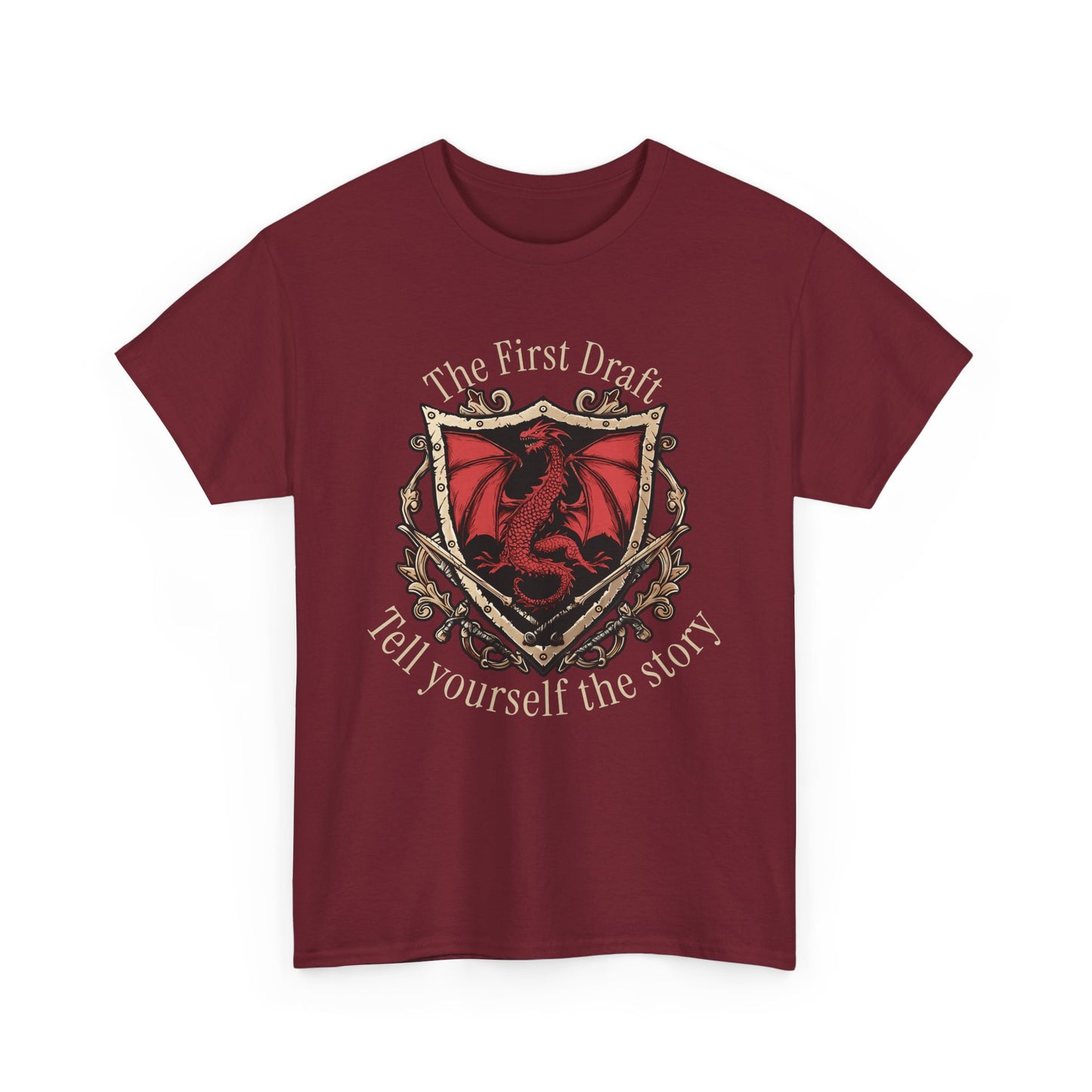 The First Draft Dragon Unisex Heavy Cotton Tee - Creative Storyteller Shirt
