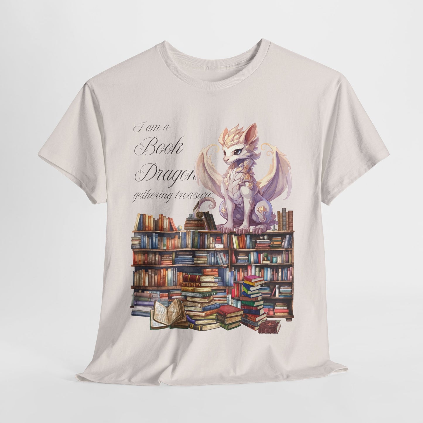 Book Dragon Unisex Heavy Cotton Tee - Perfect for Book Lovers
