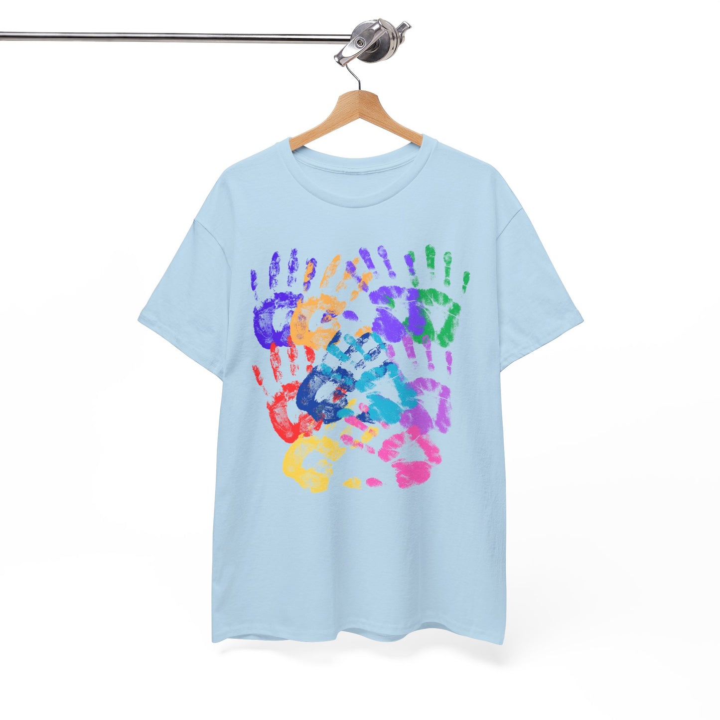 Colorful Handprint Unisex Heavy Cotton Tee - Perfect for Family Celebrations and Kids' Events