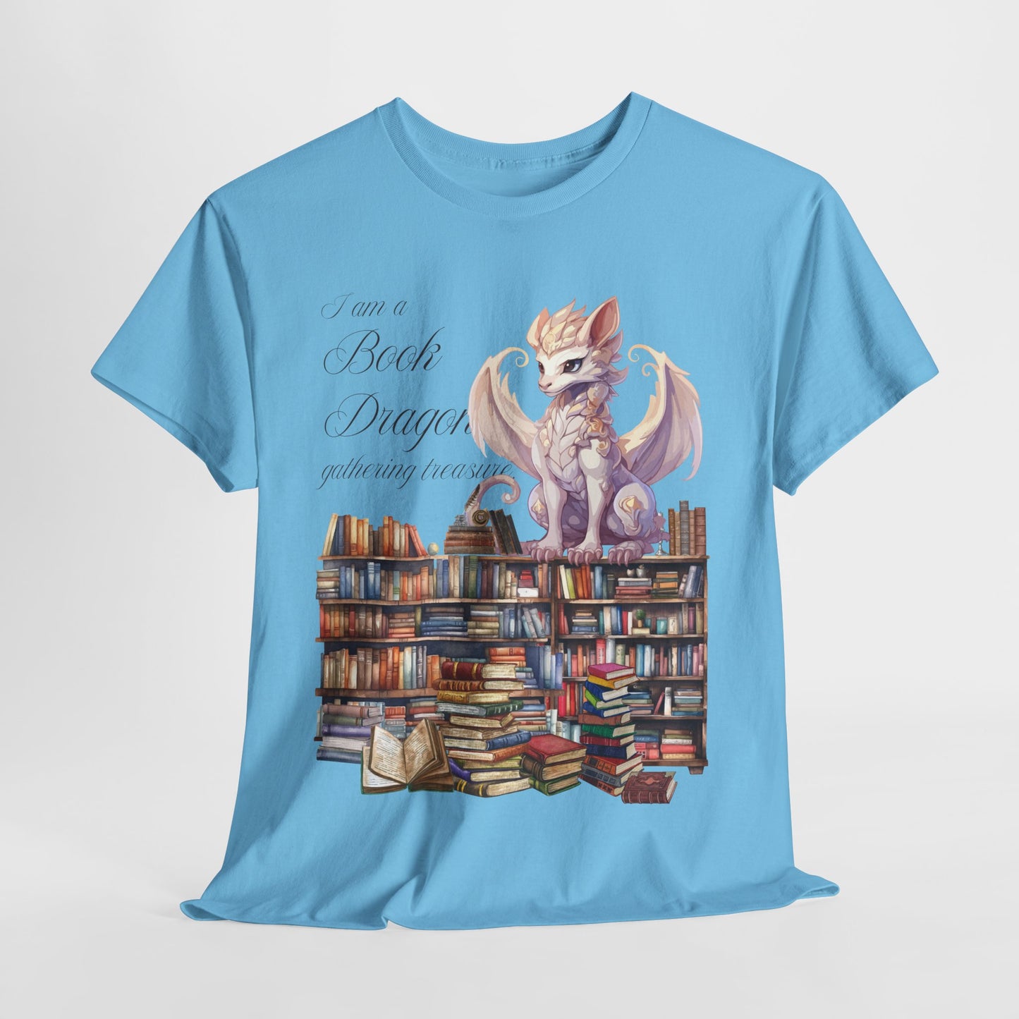 Book Dragon Unisex Heavy Cotton Tee - Perfect for Book Lovers