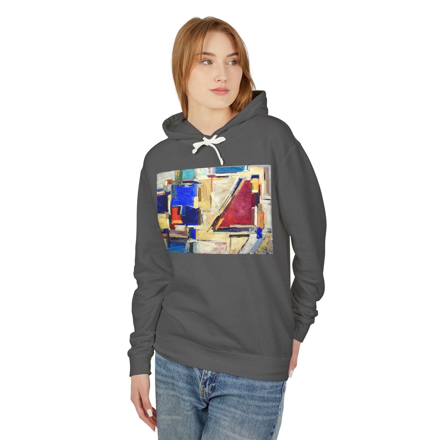 Artistic Unisex Lightweight Hooded Sweatshirt, Unique Gift, Cozy Layer, Summer Style, Casual Wear, Abstract Print