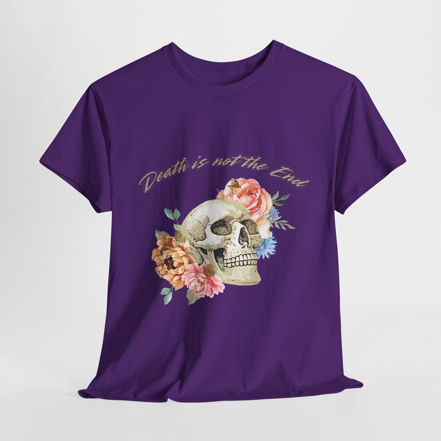 Floral Skull Tee - Death is Not the End, Gothic Aesthetic T-Shirt, Casual Wear, Gift for Halloween, Unique Graphic Tee, Inspired by Nature