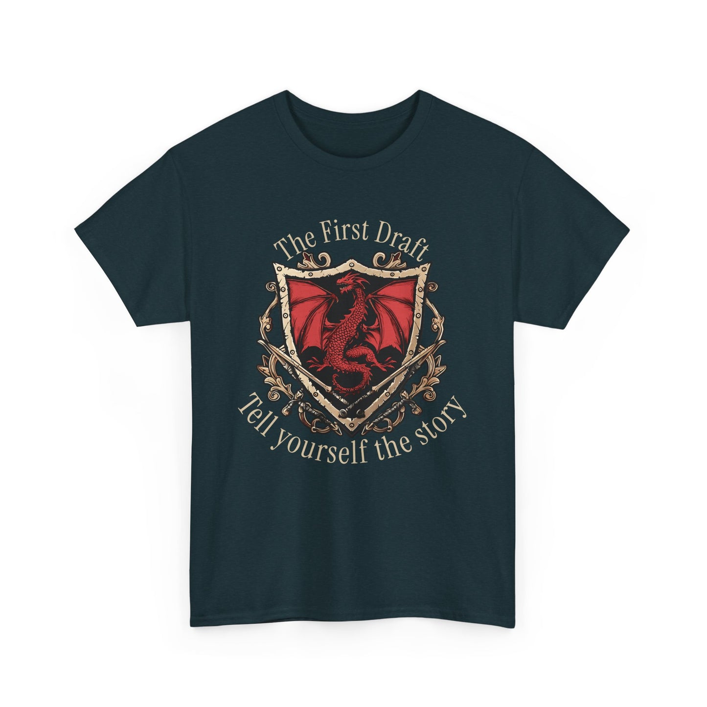 The First Draft Dragon Unisex Heavy Cotton Tee - Creative Storyteller Shirt