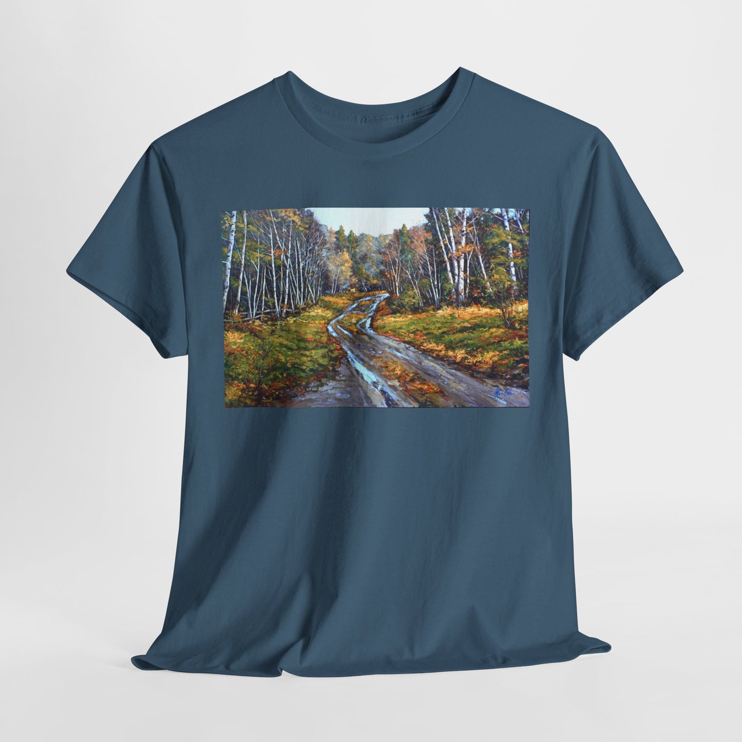 Autumn Landscape Unisex Heavy Cotton Tee - Nature Inspired Tee for Outdoor Lovers