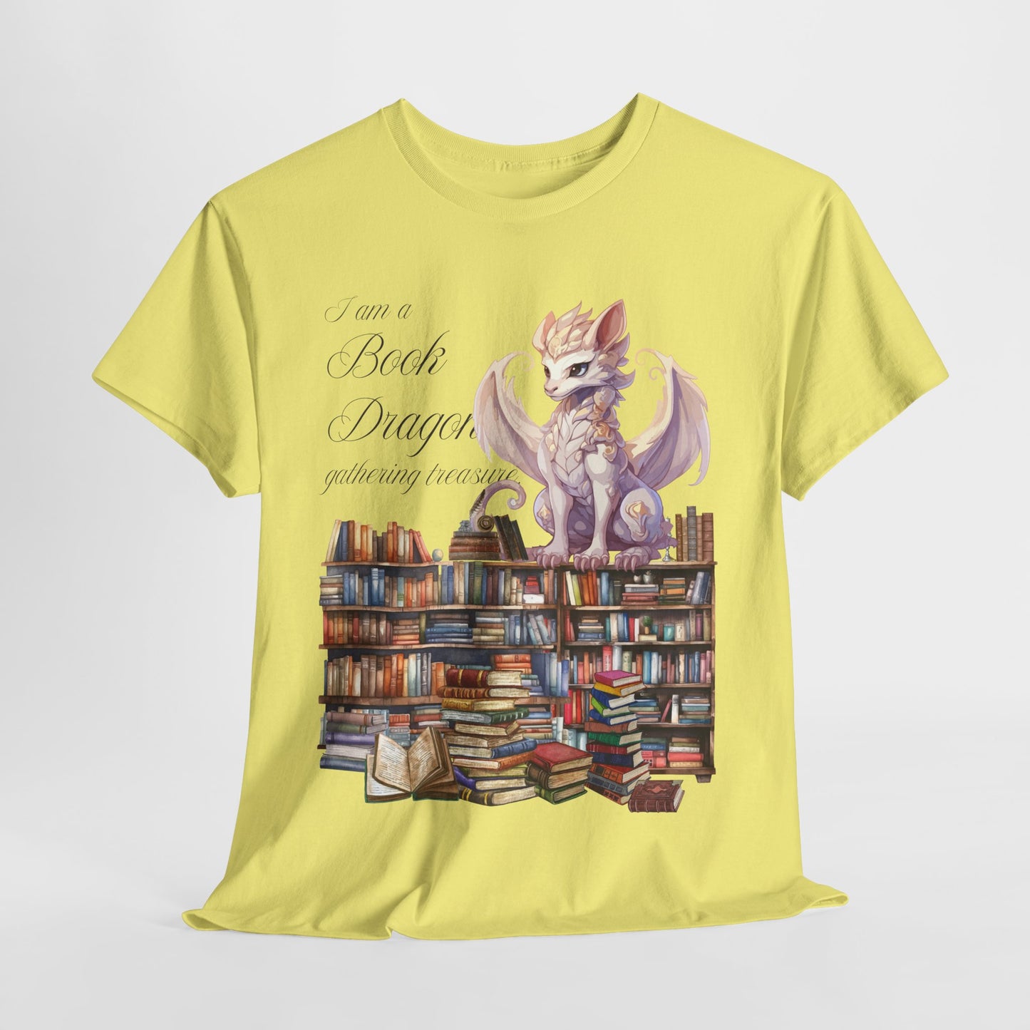 Book Dragon Unisex Heavy Cotton Tee - Perfect for Book Lovers