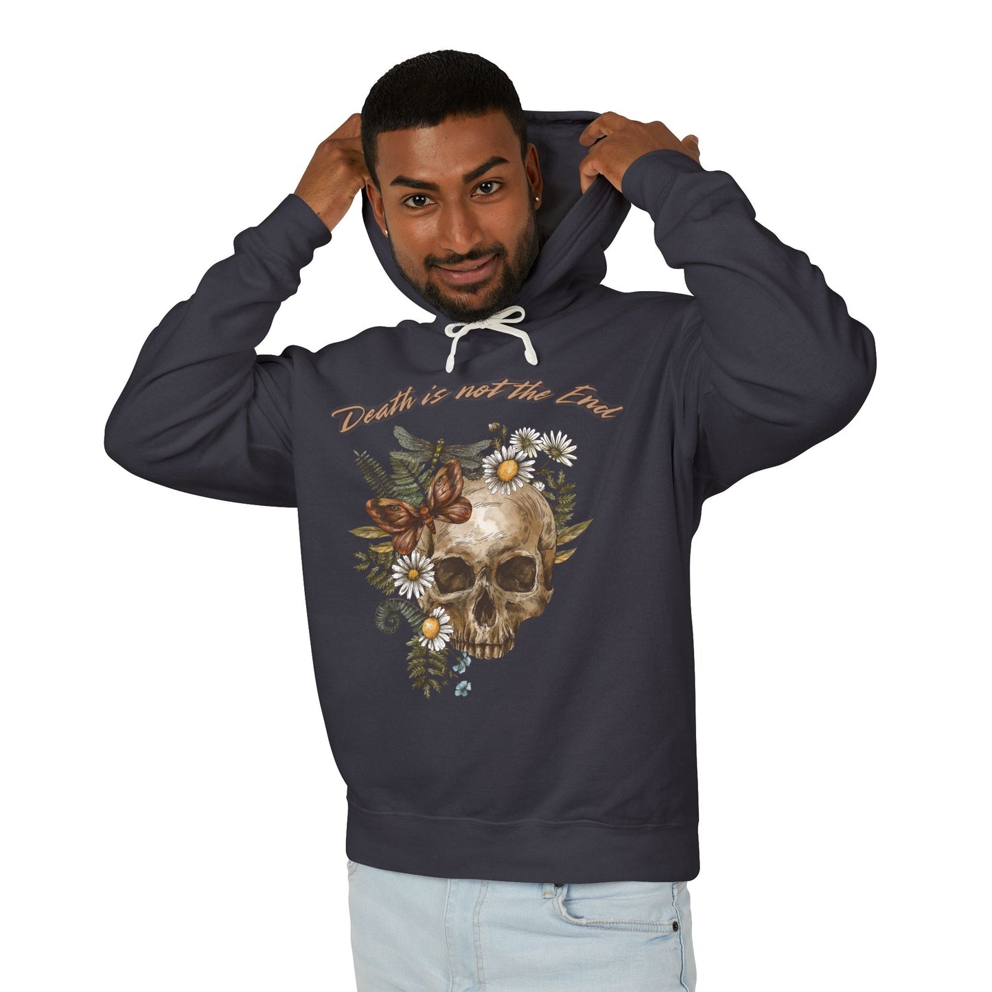 Skull Floral Hoodie, Soft Lightweight Sweatshirt for Fall, Perfect for Casual Wear, Gift for Gothic Style Lovers, Death is not the End