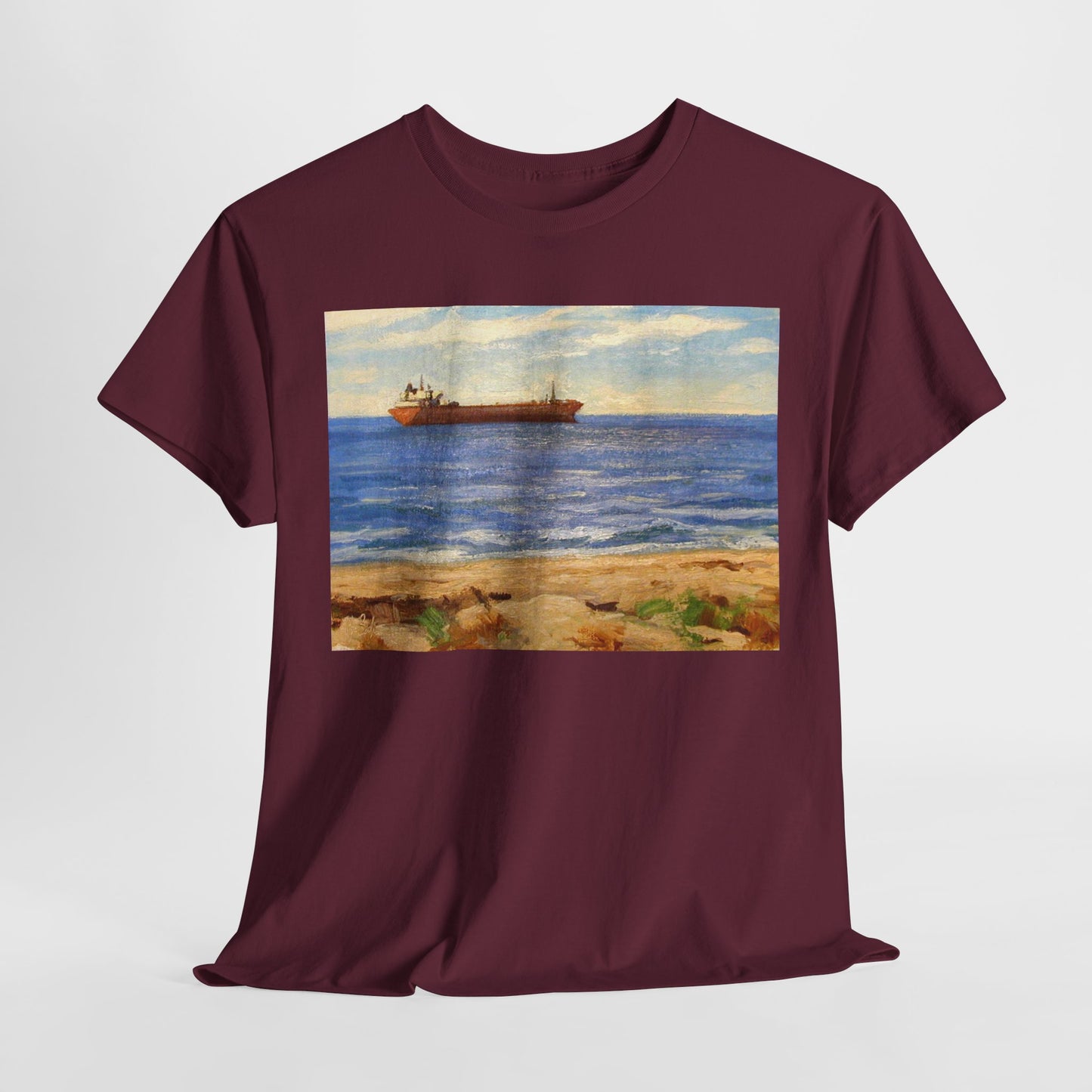 Coastal Scene Unisex Heavy Cotton Tee - Perfect for Beach Lovers