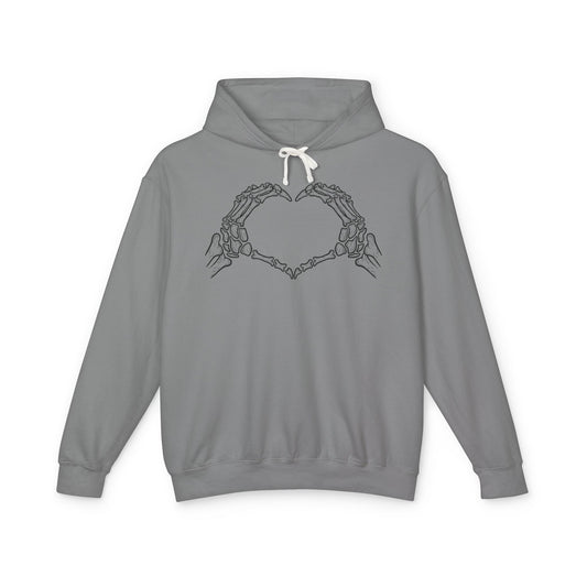 Skeleton Hands Heart Unisex Lightweight Hoodie, Skeleton Hoodie, Gift for Him, Gift for Her, Halloween Sweatshirt, Cozy Casual Wear