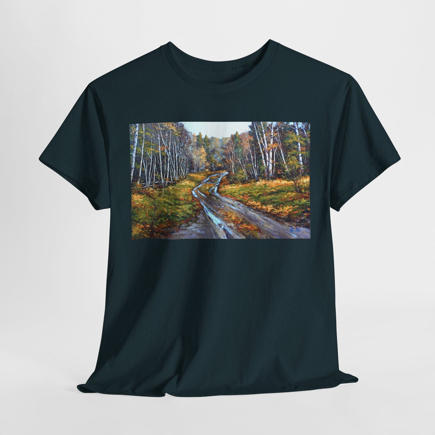 Autumn Landscape Unisex Heavy Cotton Tee - Nature Inspired Tee for Outdoor Lovers