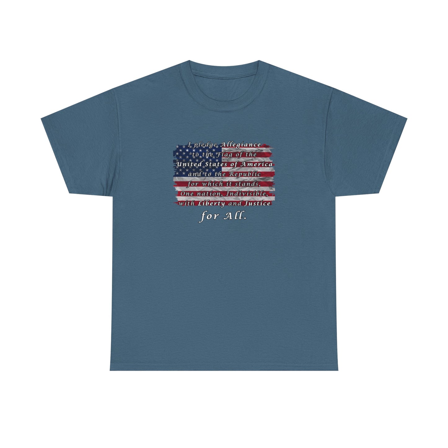 American Flag Pledge Tee - Unisex Heavy Cotton T-Shirt for Patriotic Celebrations