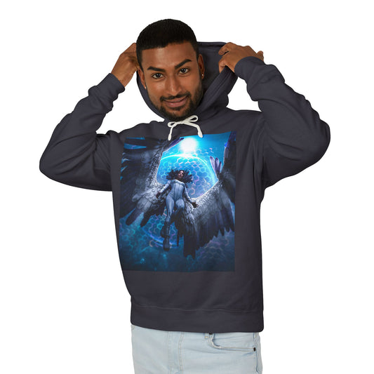 Dawn with Wings Hoodie - Unisex Lightweight Sweatshirt, Ethereal Art, Cozy Gift, Fantasy Fashion, Spiritual Apparel
