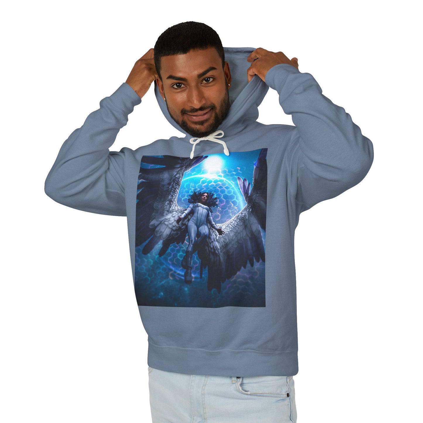 Dawn with Wings Hoodie - Unisex Lightweight Sweatshirt, Ethereal Art, Cozy Gift, Fantasy Fashion, Spiritual Apparel