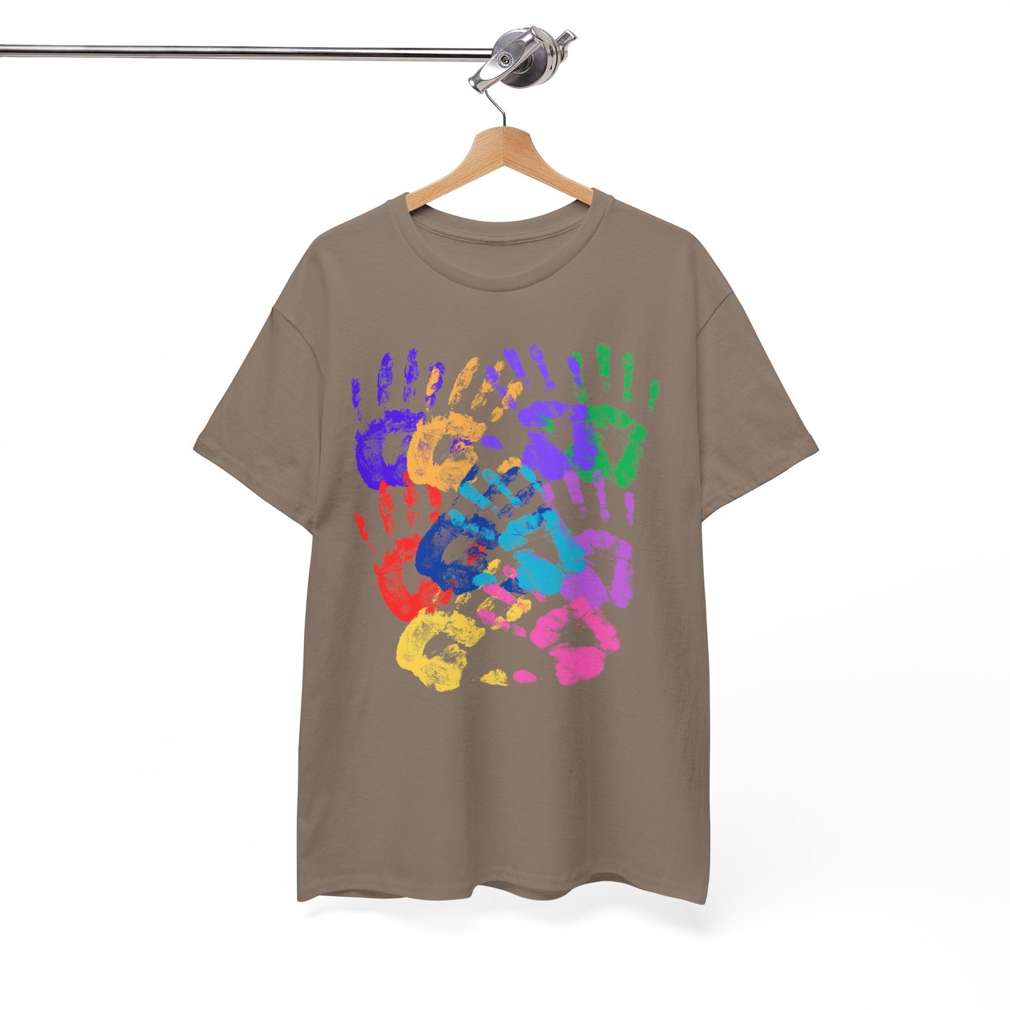 Colorful Handprint Unisex Heavy Cotton Tee - Perfect for Family Celebrations and Kids' Events