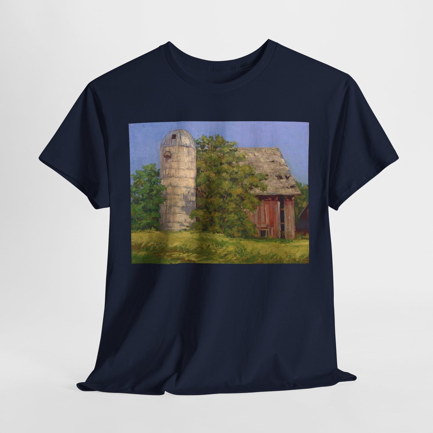 Unisex Heavy Cotton Tee - Vintage Barn Art Tee for Country Living Enthusiasts