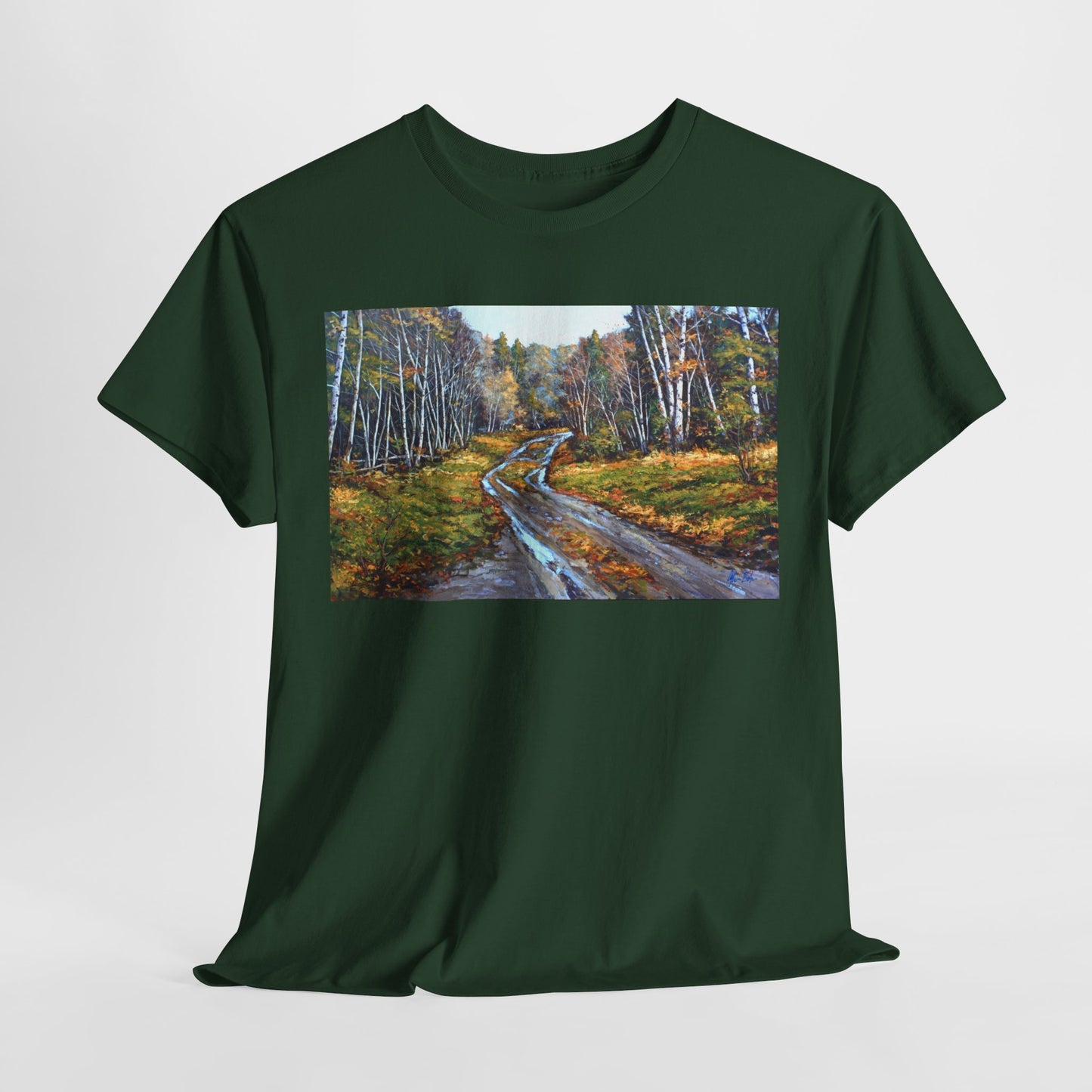 Autumn Landscape Unisex Heavy Cotton Tee - Nature Inspired Tee for Outdoor Lovers