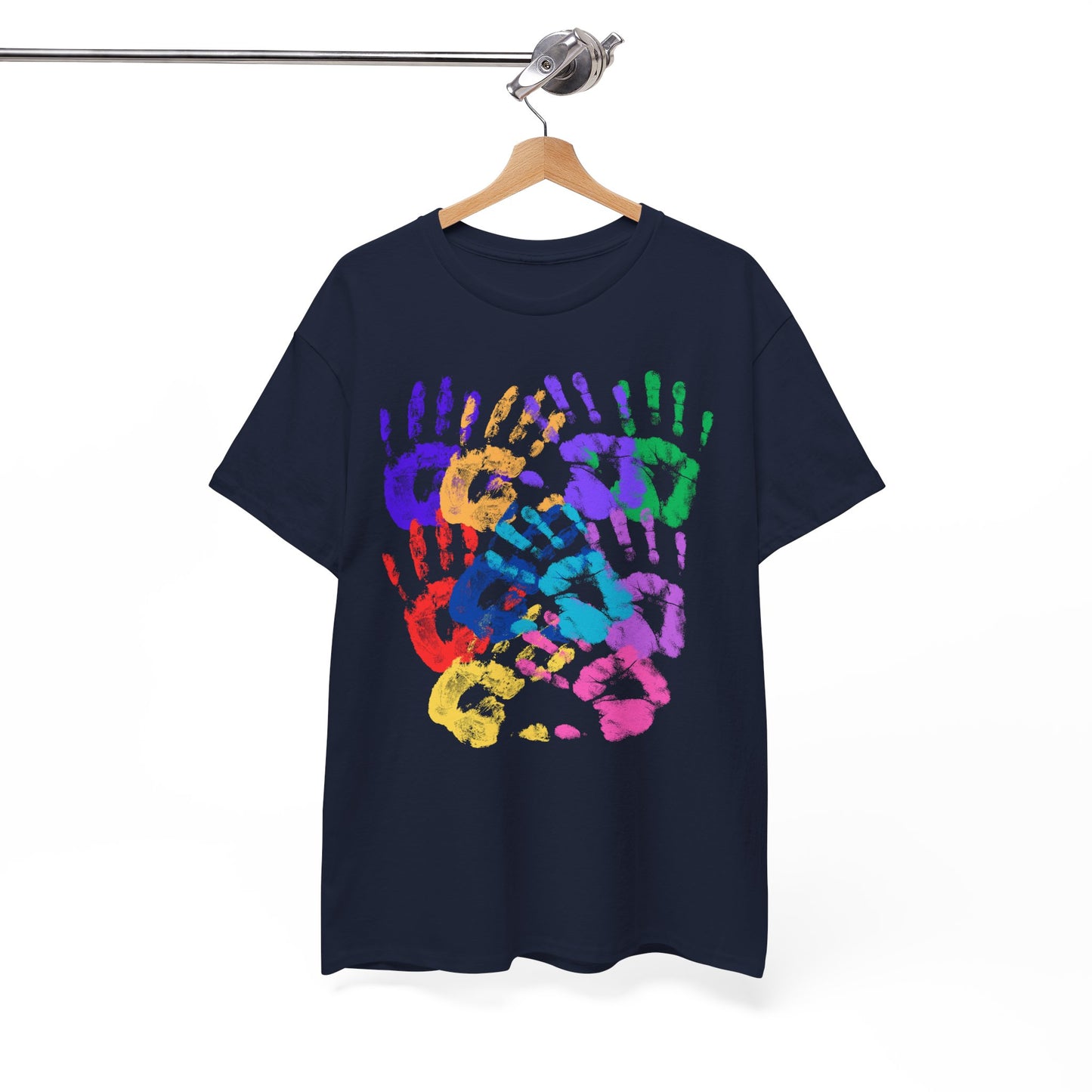 Colorful Handprint Unisex Heavy Cotton Tee - Perfect for Family Celebrations and Kids' Events