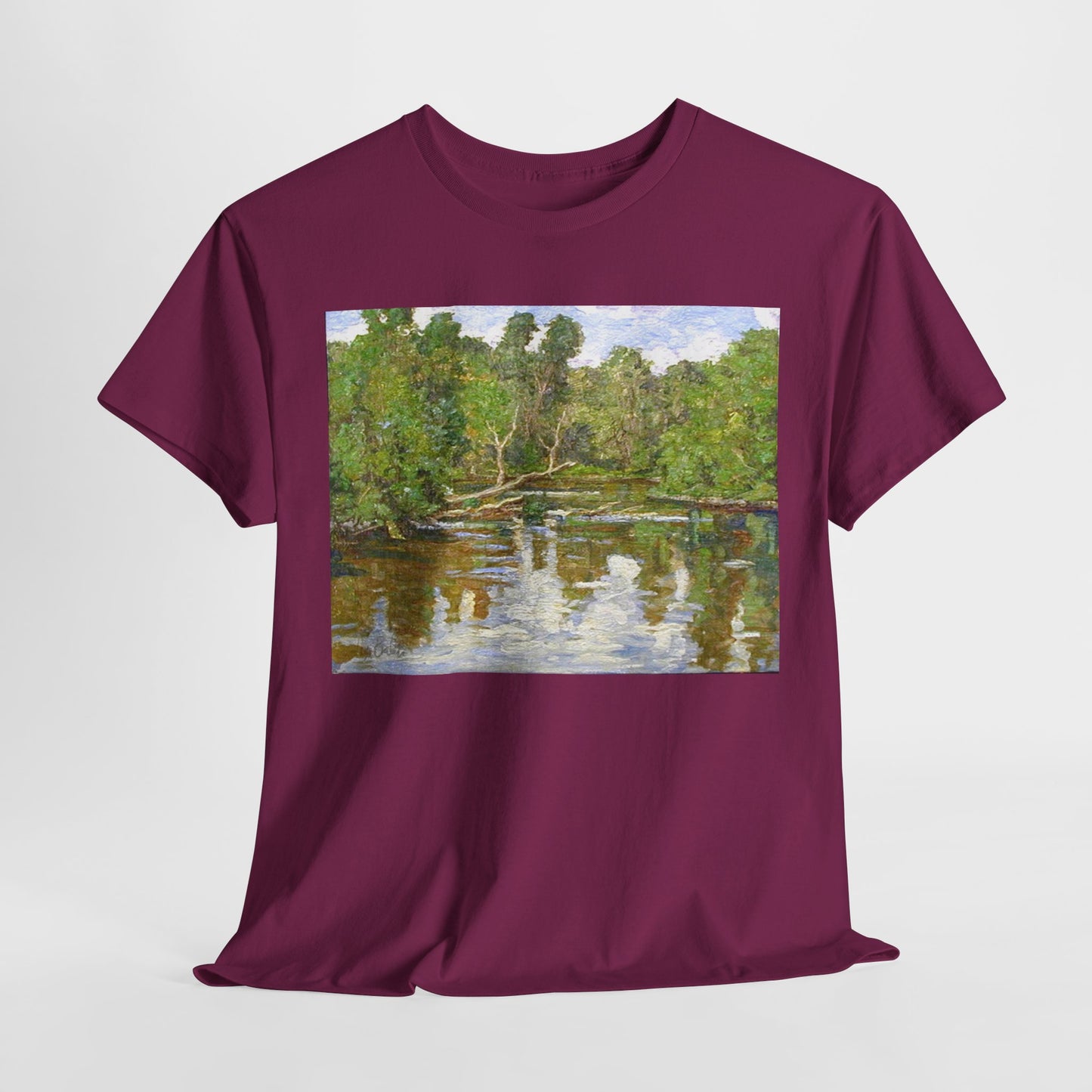 Nature Inspired Unisex Heavy Cotton Tee - Colorful Landscape Design