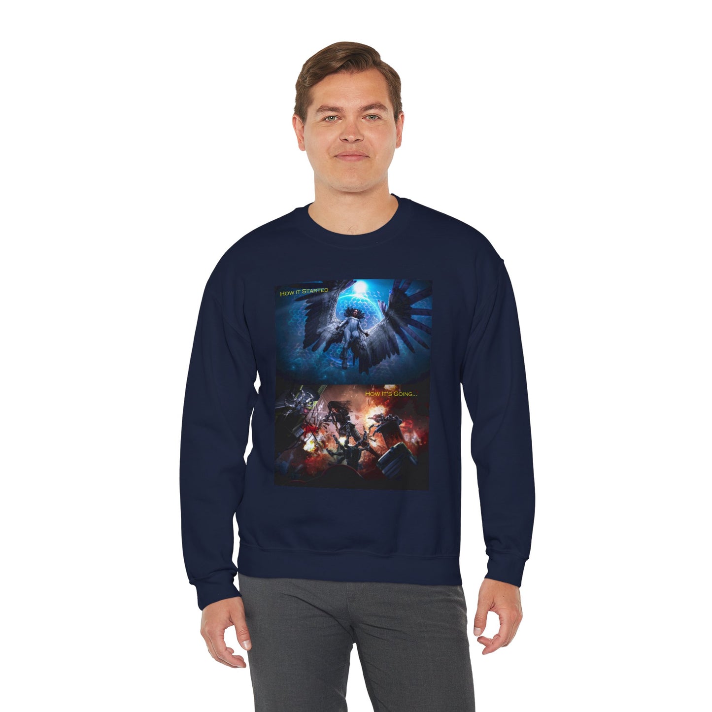 Artistic Graphic Crewneck Sweatshirt | Stylish Unisex Pullover for Casual Wear, Gift for Friends, Cozy Apparel, Unique Fashion