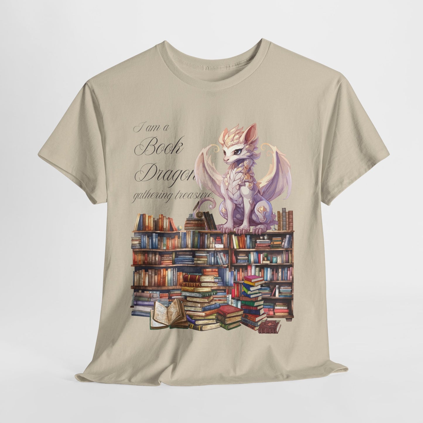 Book Dragon Unisex Heavy Cotton Tee - Perfect for Book Lovers