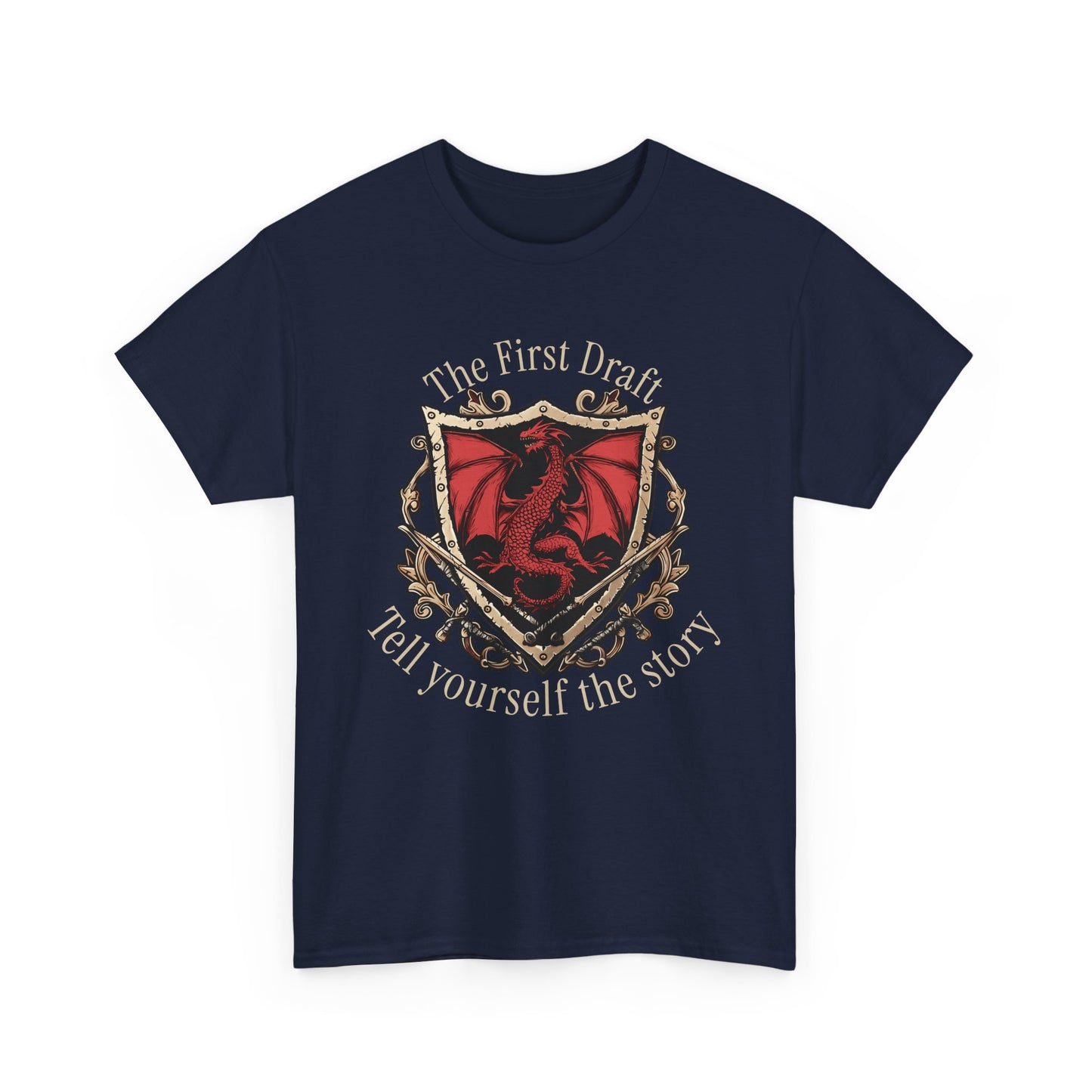 The First Draft Dragon Unisex Heavy Cotton Tee - Creative Storyteller Shirt