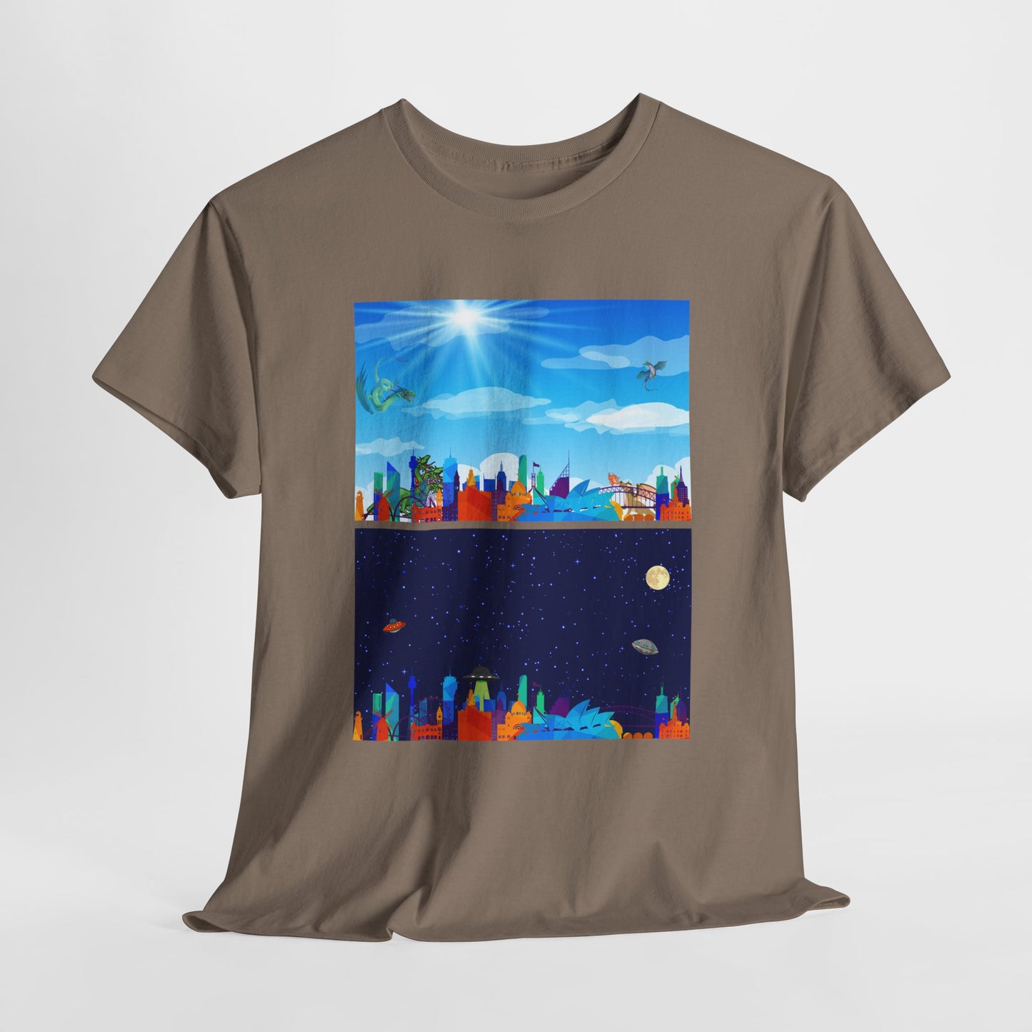 Scenic Dual Fantasy and SciFi Landscape Unisex Heavy Cotton Tee