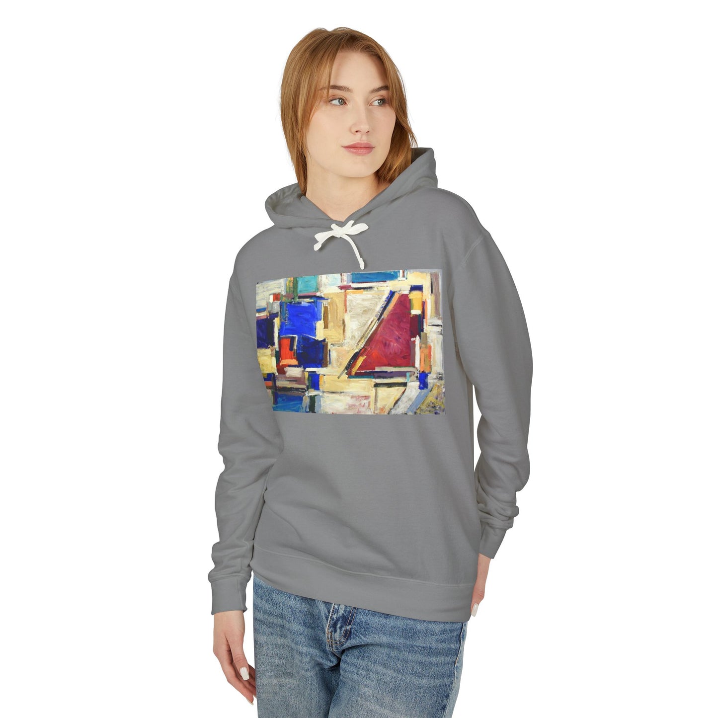 Artistic Unisex Lightweight Hooded Sweatshirt, Unique Gift, Cozy Layer, Summer Style, Casual Wear, Abstract Print