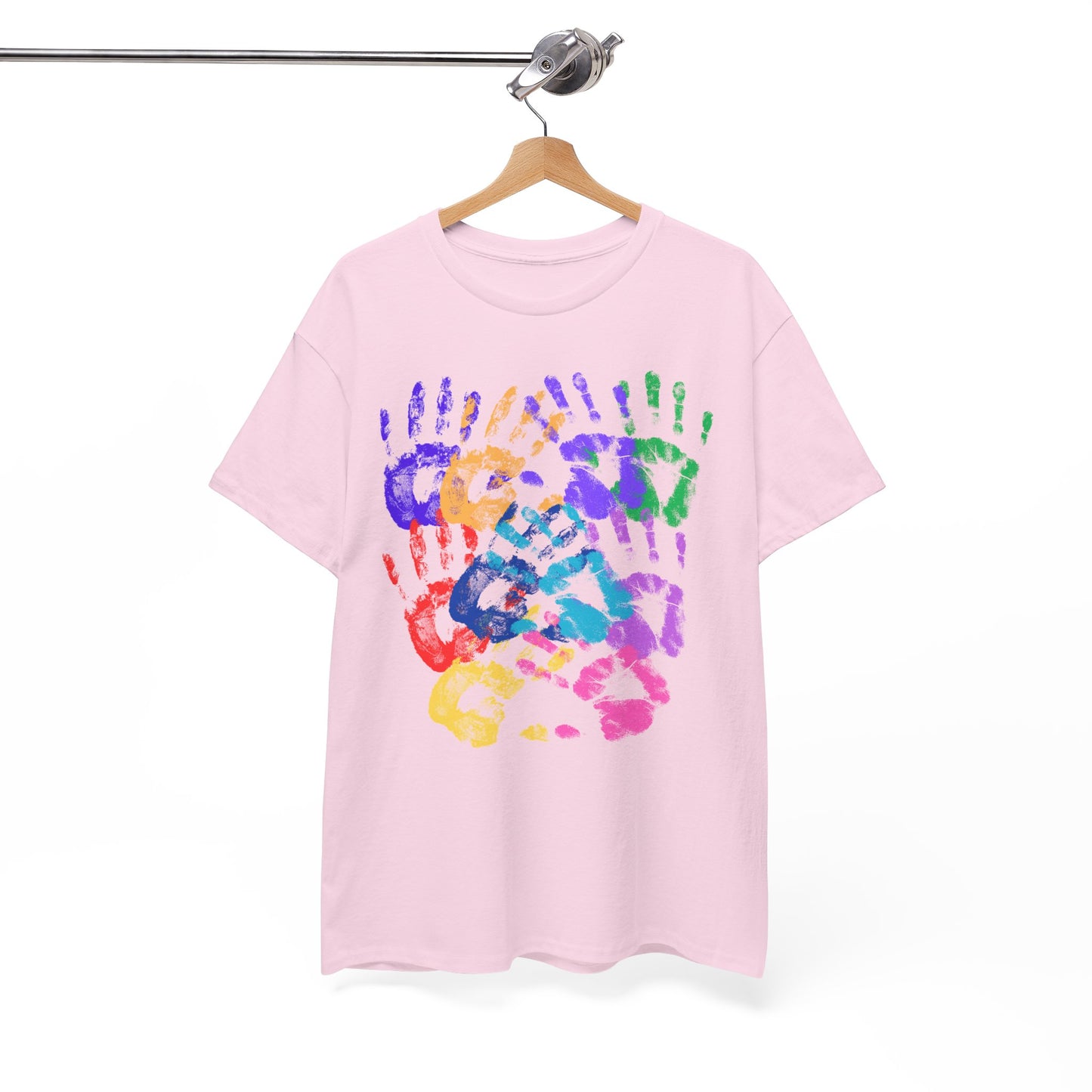 Colorful Handprint Unisex Heavy Cotton Tee - Perfect for Family Celebrations and Kids' Events